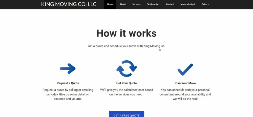 King Moving Company's Homepage