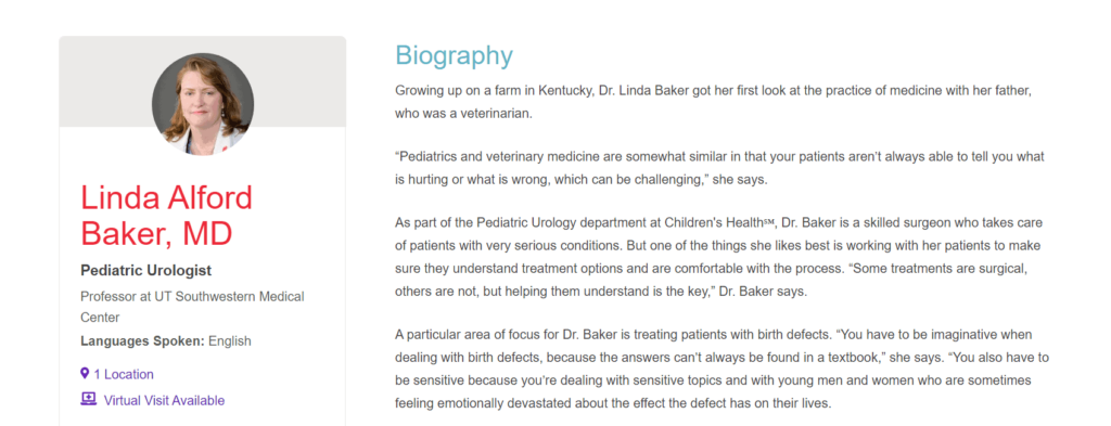 Dr. Linda A. Baker, MD Children's Health Specialty Center Homepage