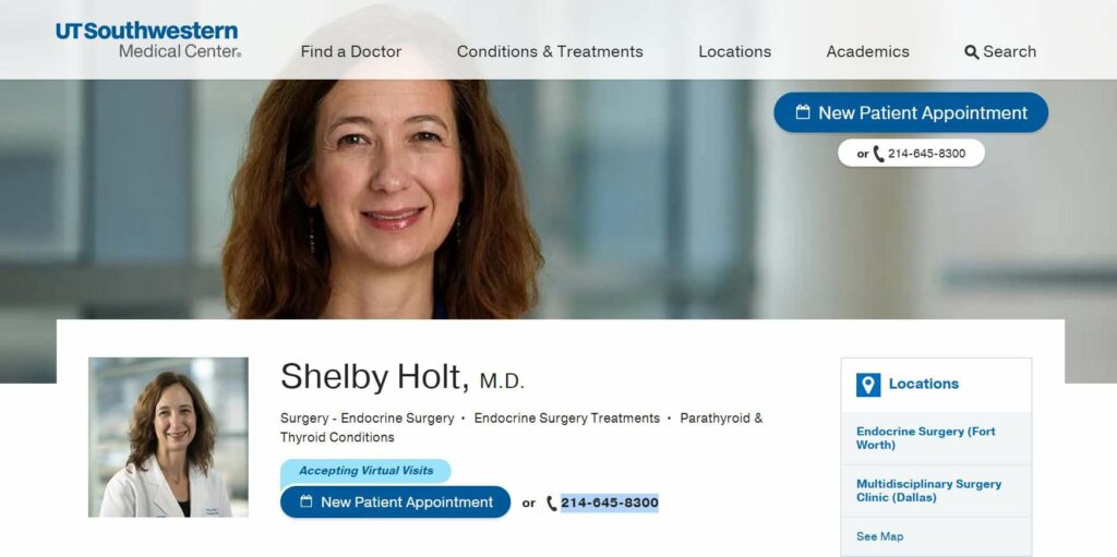 Dr. Shelby Holt, MD UT Southwestern Medical Center's Homepage