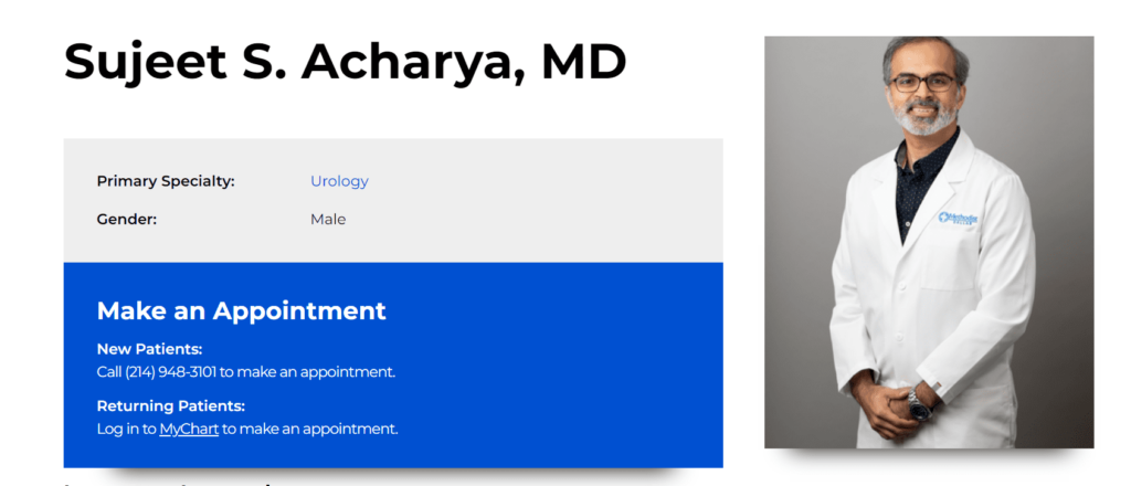 Dr. Sujeet S. Acharya, MD Methodist Dallas Medical Center Homepage