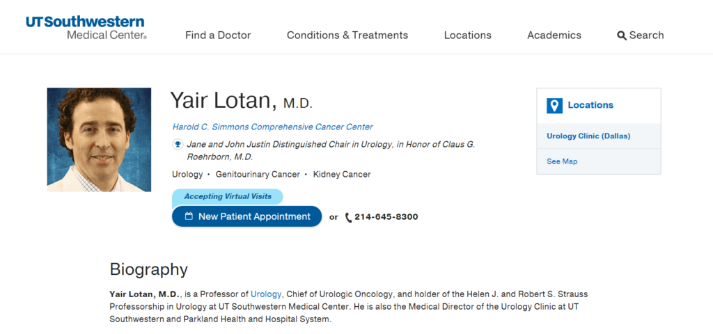 Dr. Yair Lotan, MD UT Southwestern Medical Center Homepage