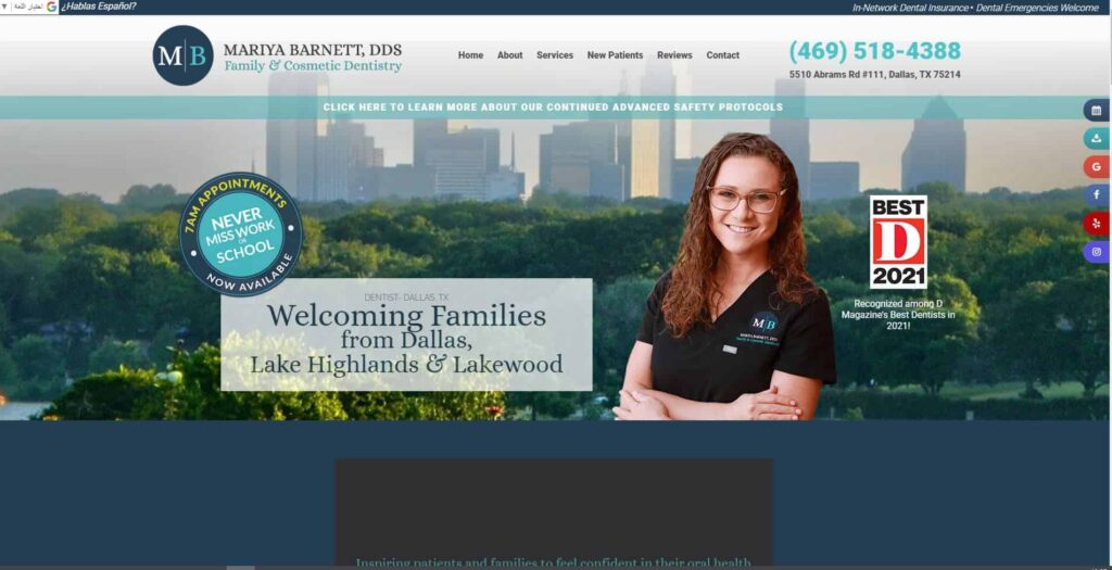 Mariya Barnett, DDS Family and Cosmetic Dentistry Homepage