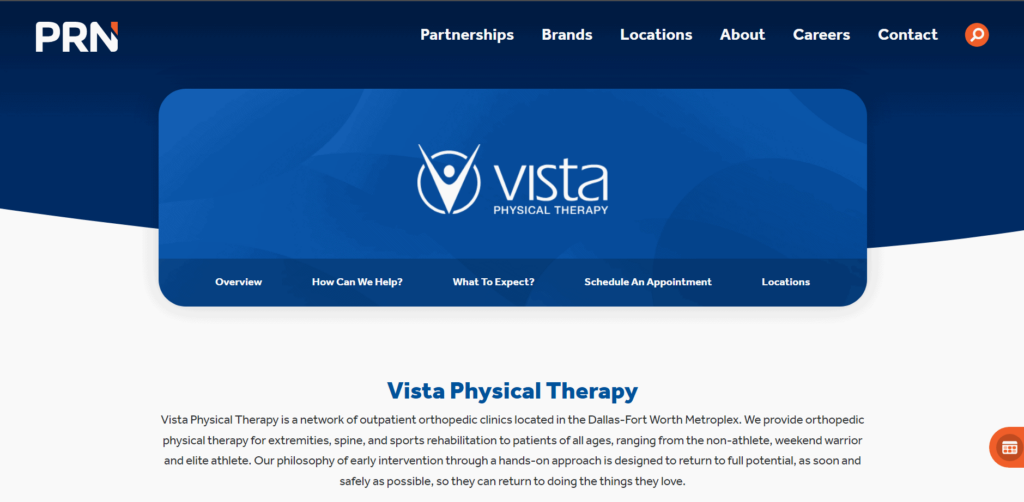 Vista Physical Therapy Homepage