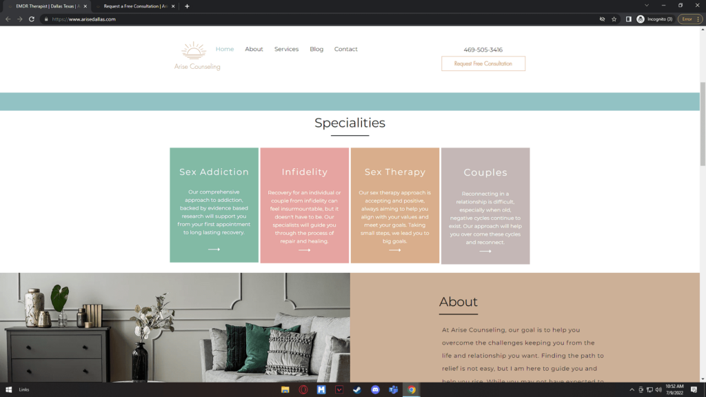 Arise Counseling Homepage