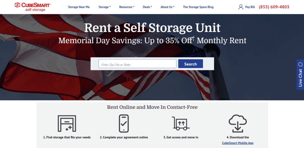 CubeSmart Self Storage Homepage