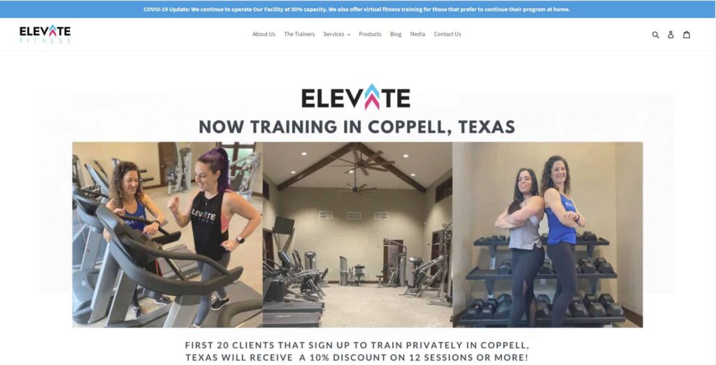 Elevate Fitness Homepage