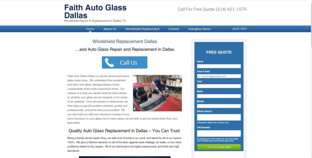 Faith Auto Glass Homepage