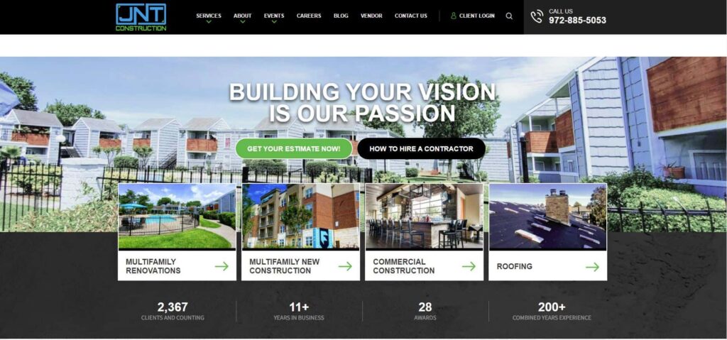 JNT Construction Homepage