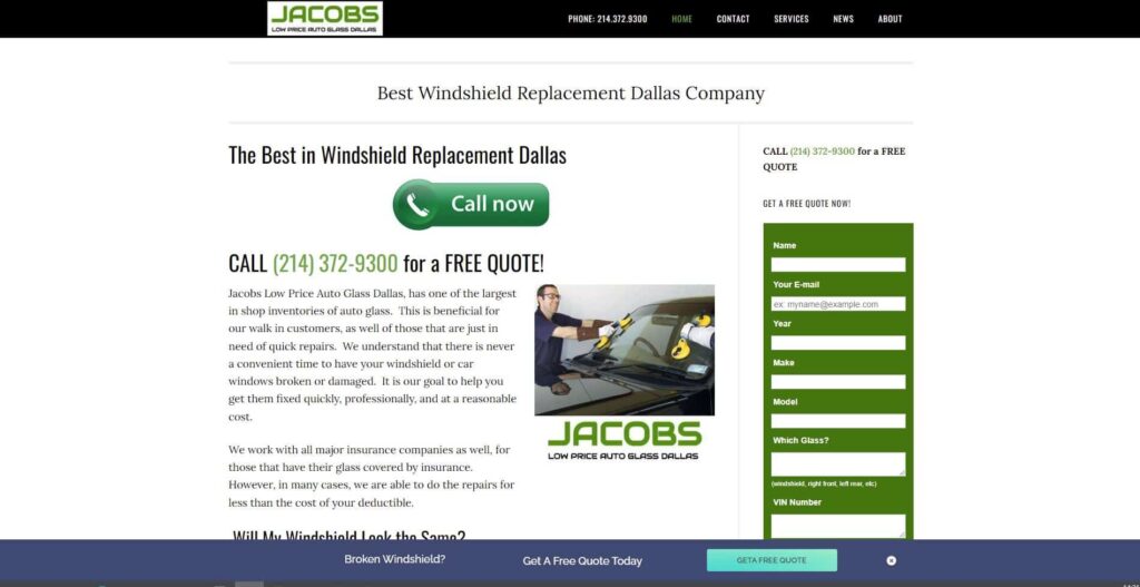 Jacobs Low Price Auto Glass Homepage