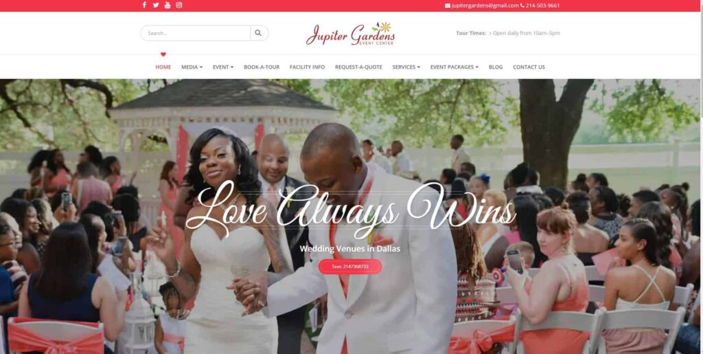 Jupiter Gardens Event Center Homepage