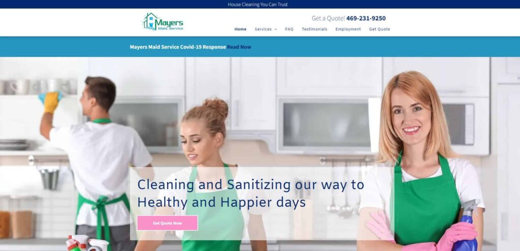 Mayers Maid Service Homepage