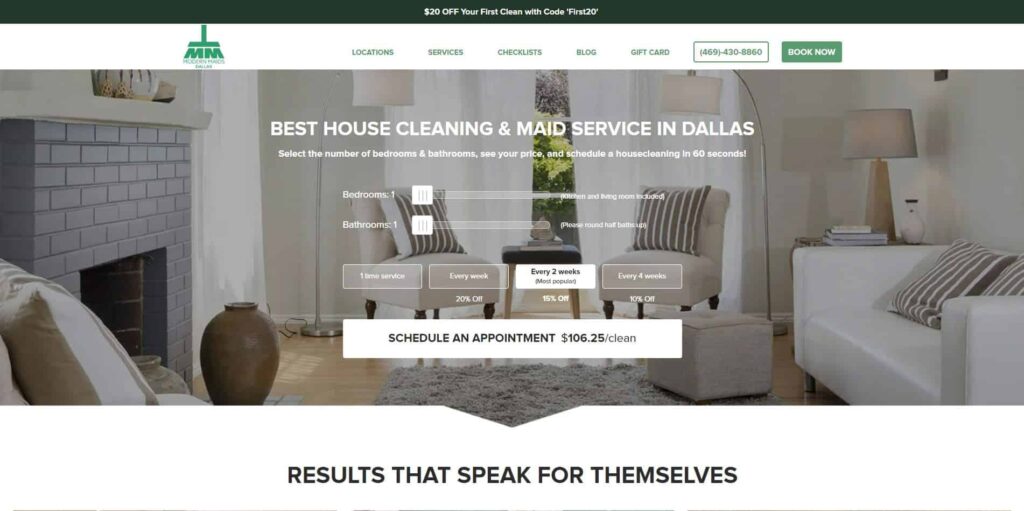 Modern Maids Dallas Homepage