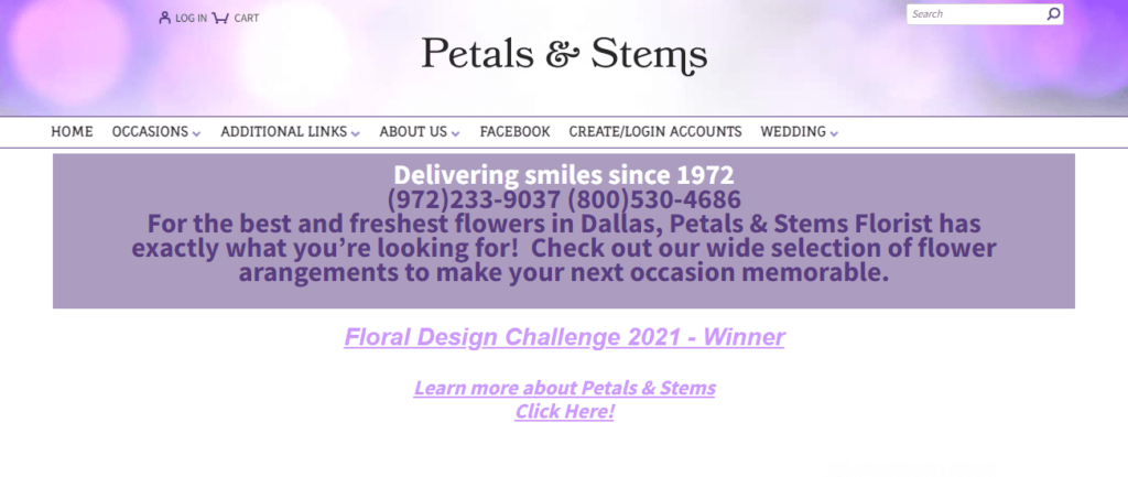 Petals and Stems Florist Homepage