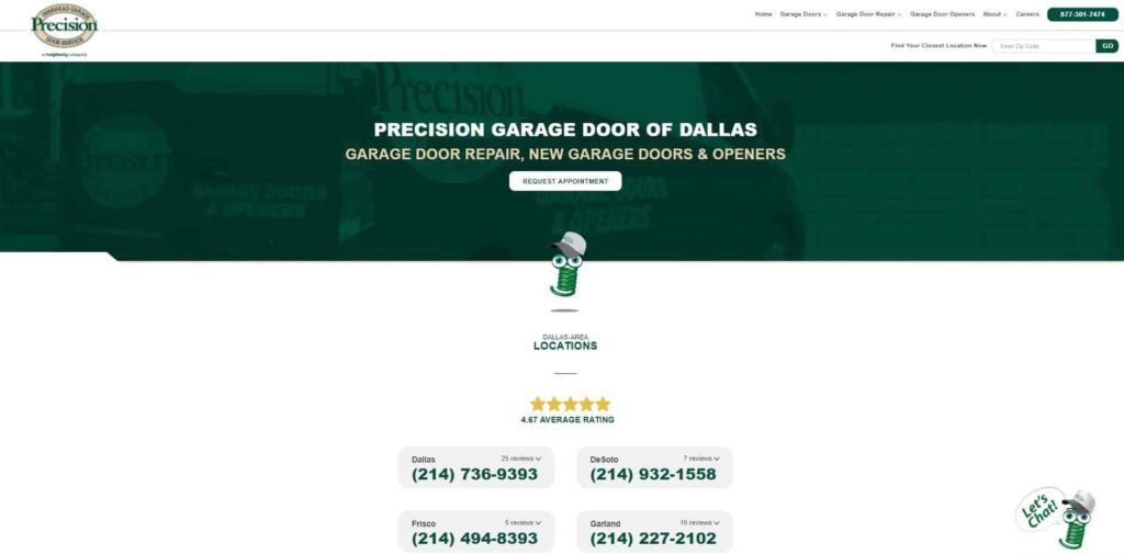 Precision Garage Door of Dallas Homepage