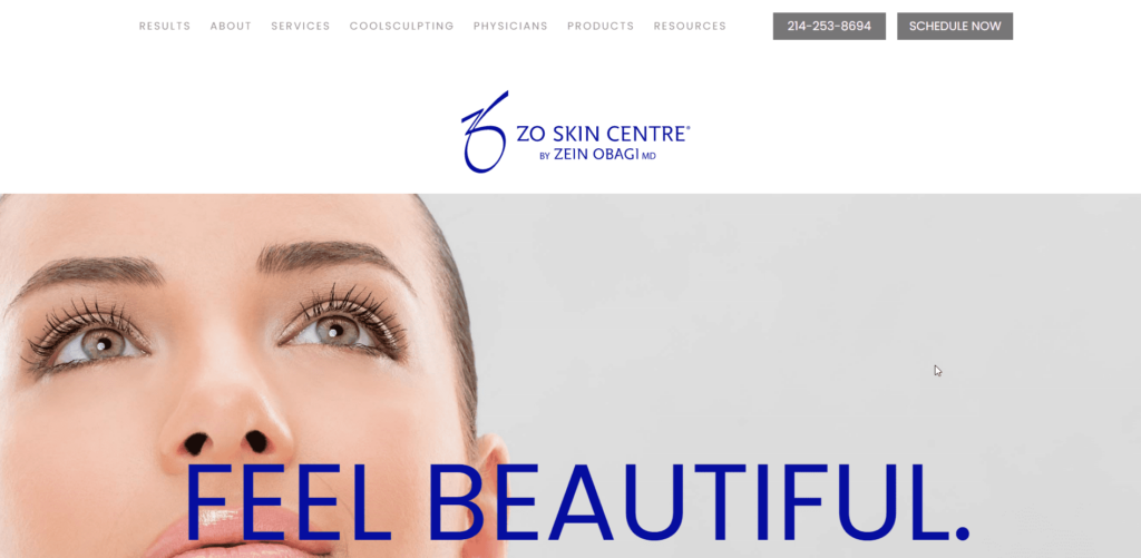 The ZO Skin Centre Dallas Homepage