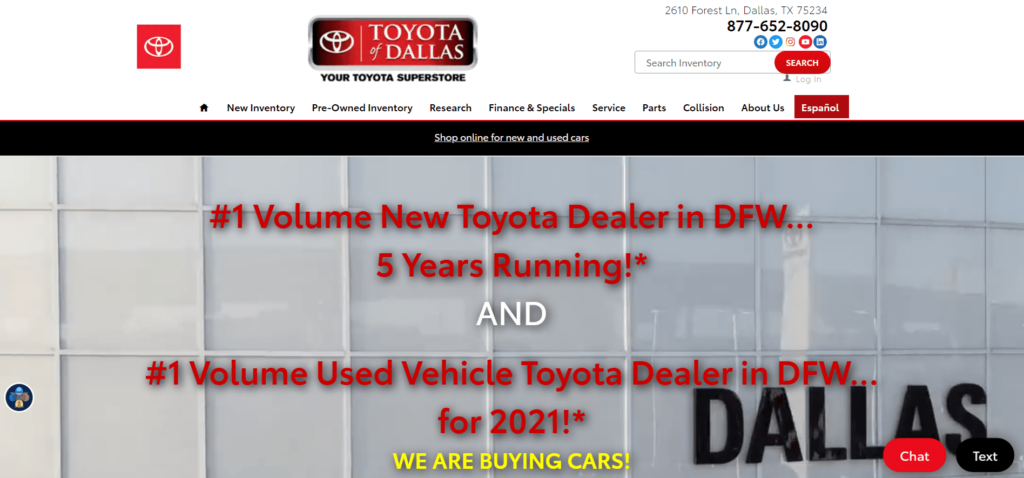 Toyota of Dallas Homepage