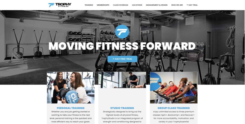 Trophy Fitness Uptown Homepage