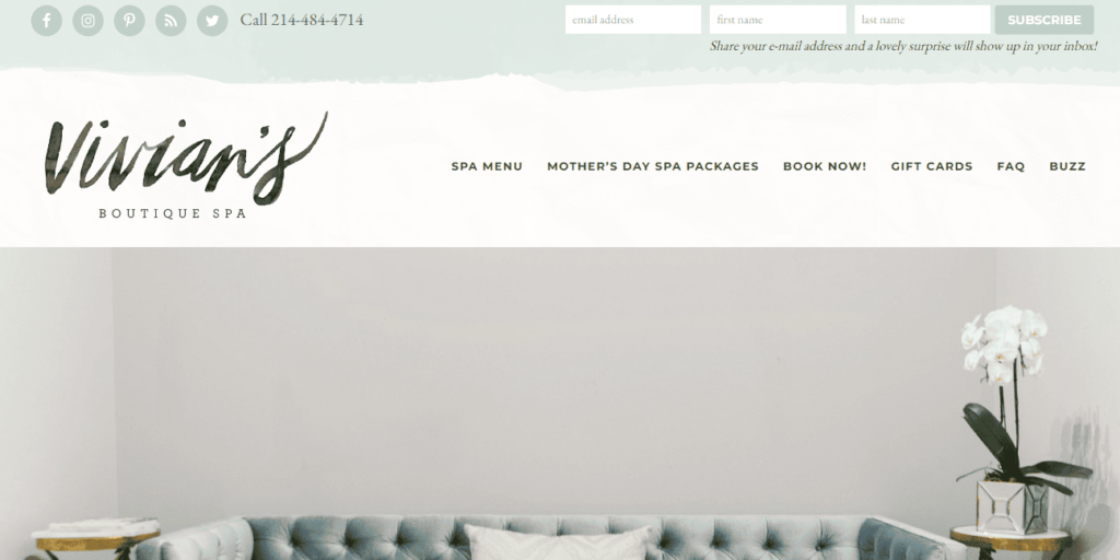 Vivian’s Boutique Spa Homepage