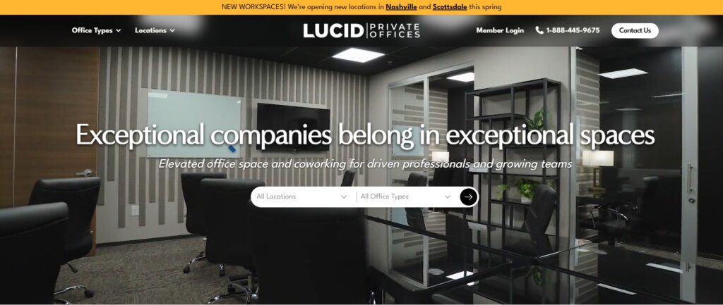 lucid private offices homepage