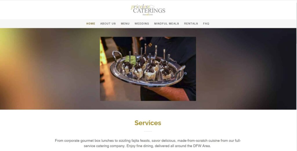Priceless Caterings Homepage