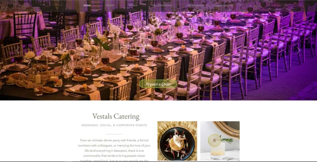 Vestals Catering Homepage
