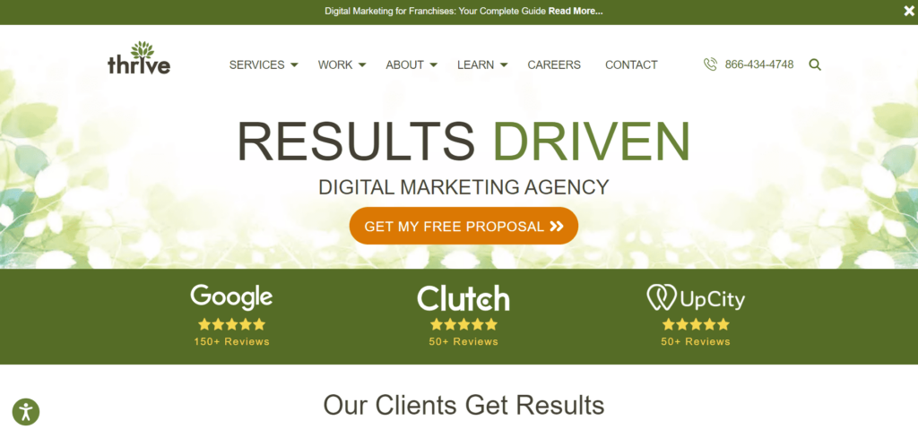 Thrive Marketing Agency Homepage