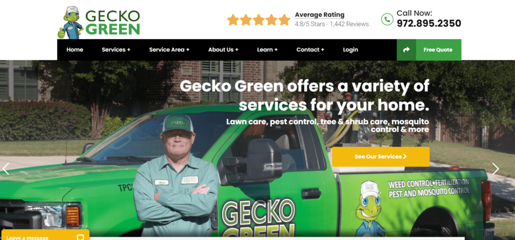 Gecko Green Lawn Care & Pest Control Homepage