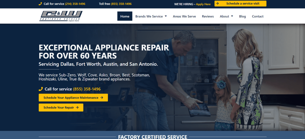 C&W Appliance Service Homepage