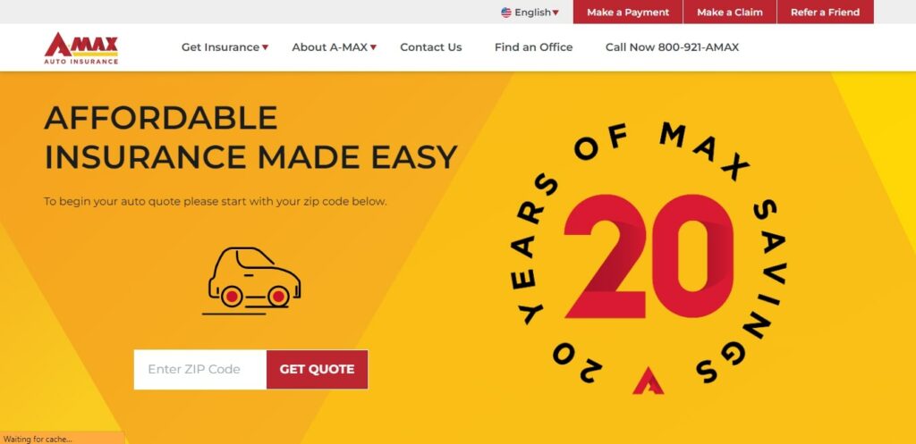 A-MAX Auto Insurance Homepage