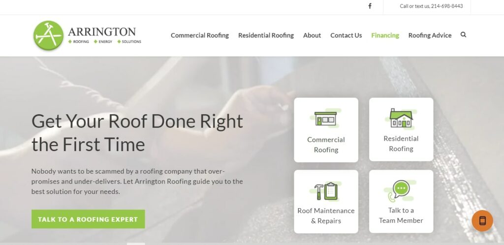 Arrington Roofing Homepage