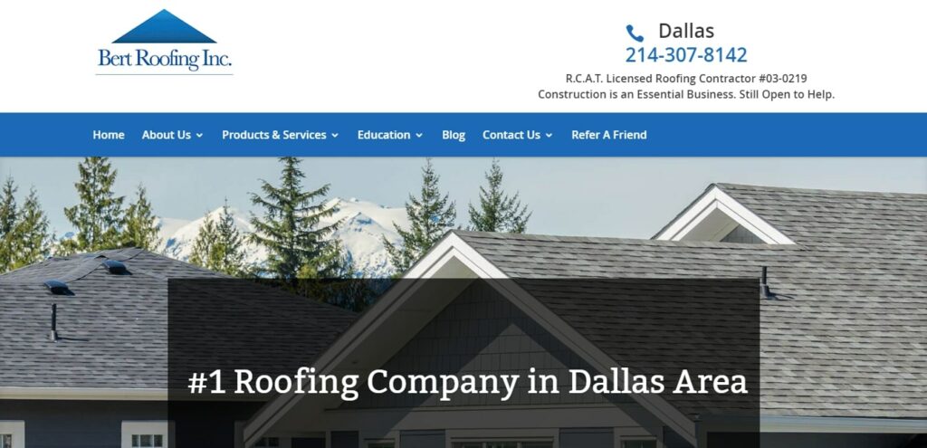 Bert Roofing Inc. Homepage