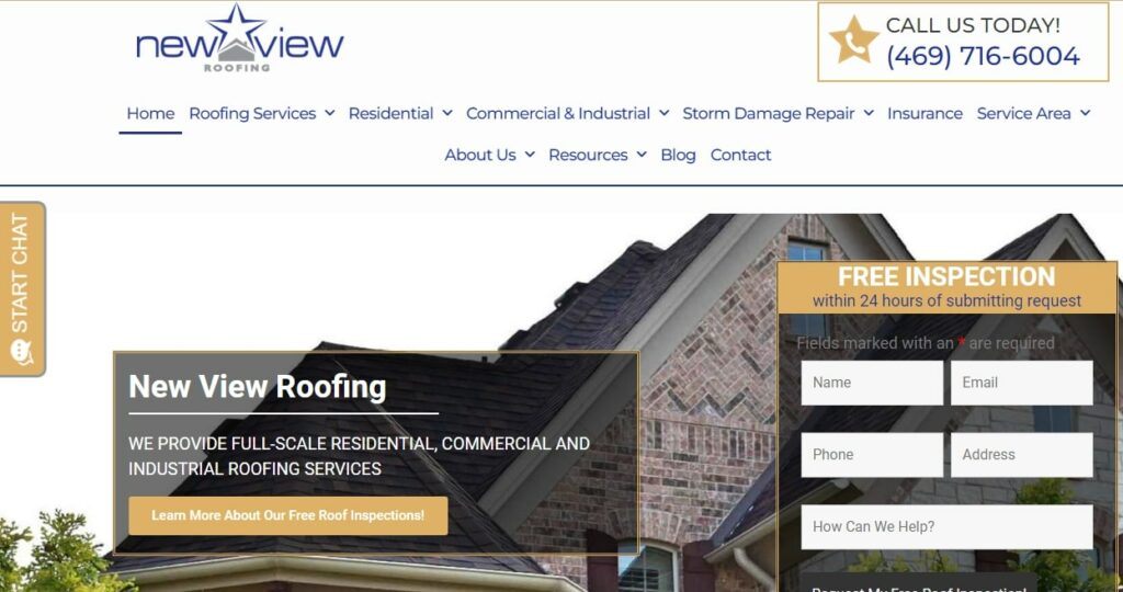 New View Roofing Homepage