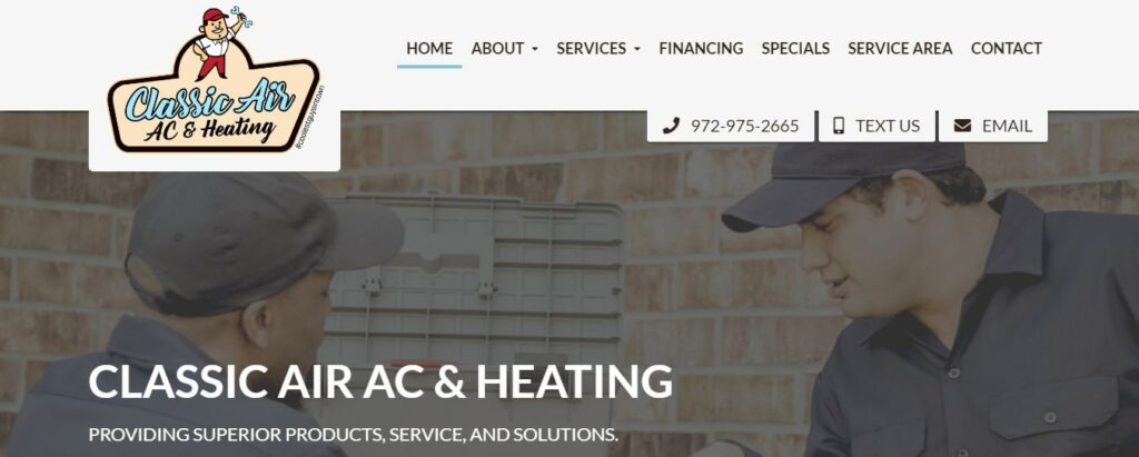 Classic Air AC & Heating Homepage