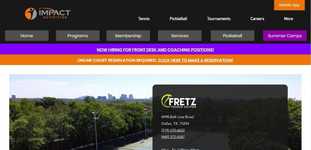 Fretz Tennis Center Homepage