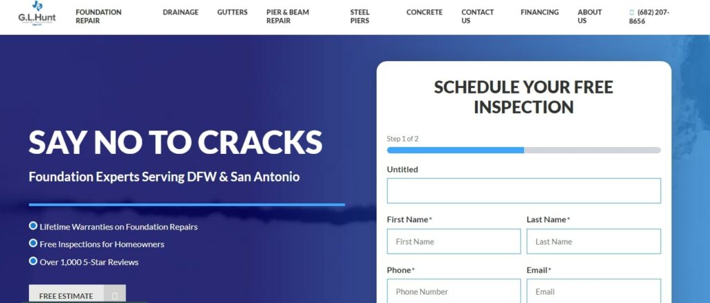 G.L. Hunt Foundation Repair of Dallas Homepage