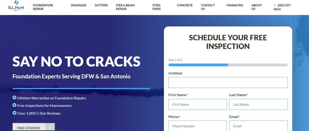 G.L. Hunt Foundation Repair of Dallas Homepage