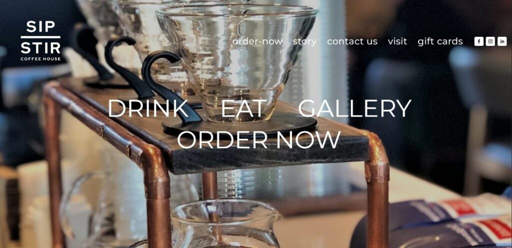 Sip Stir Coffee House Homepage