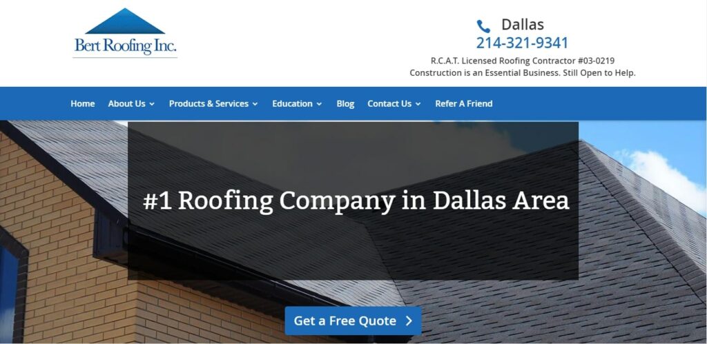 Bert Roofing Inc. Homepage