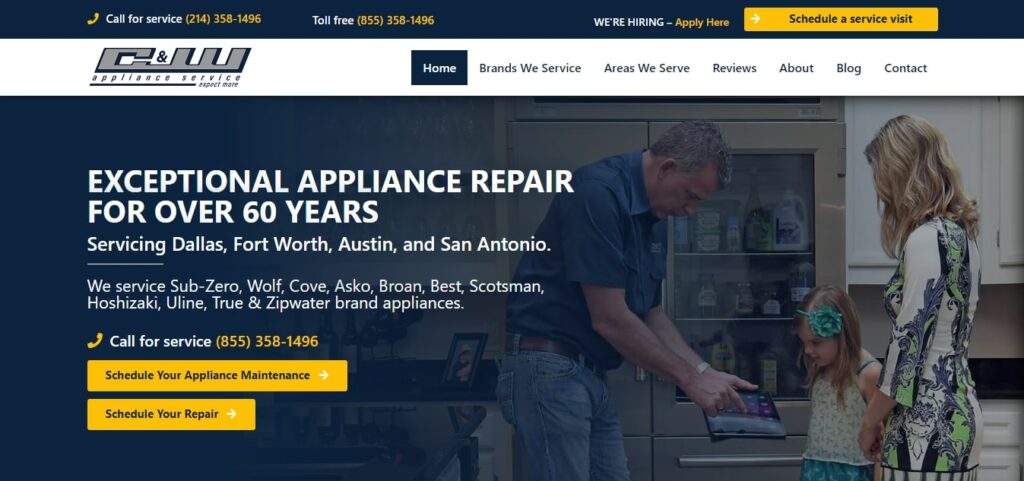 C&W Appliance Repair Service Homepage