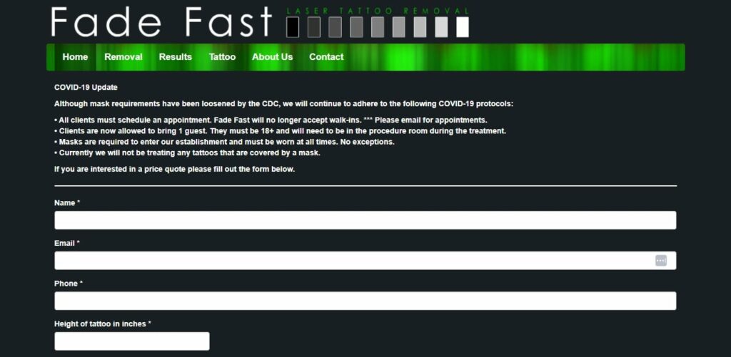 Fade Fast Laser Tattoo Removal Homepage