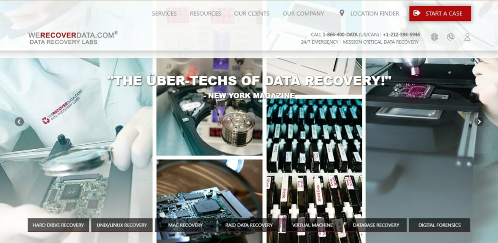 WeRecoverData Data Recovery Inc. Homepage