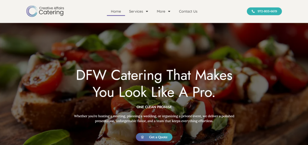 creative affairs catering homepage